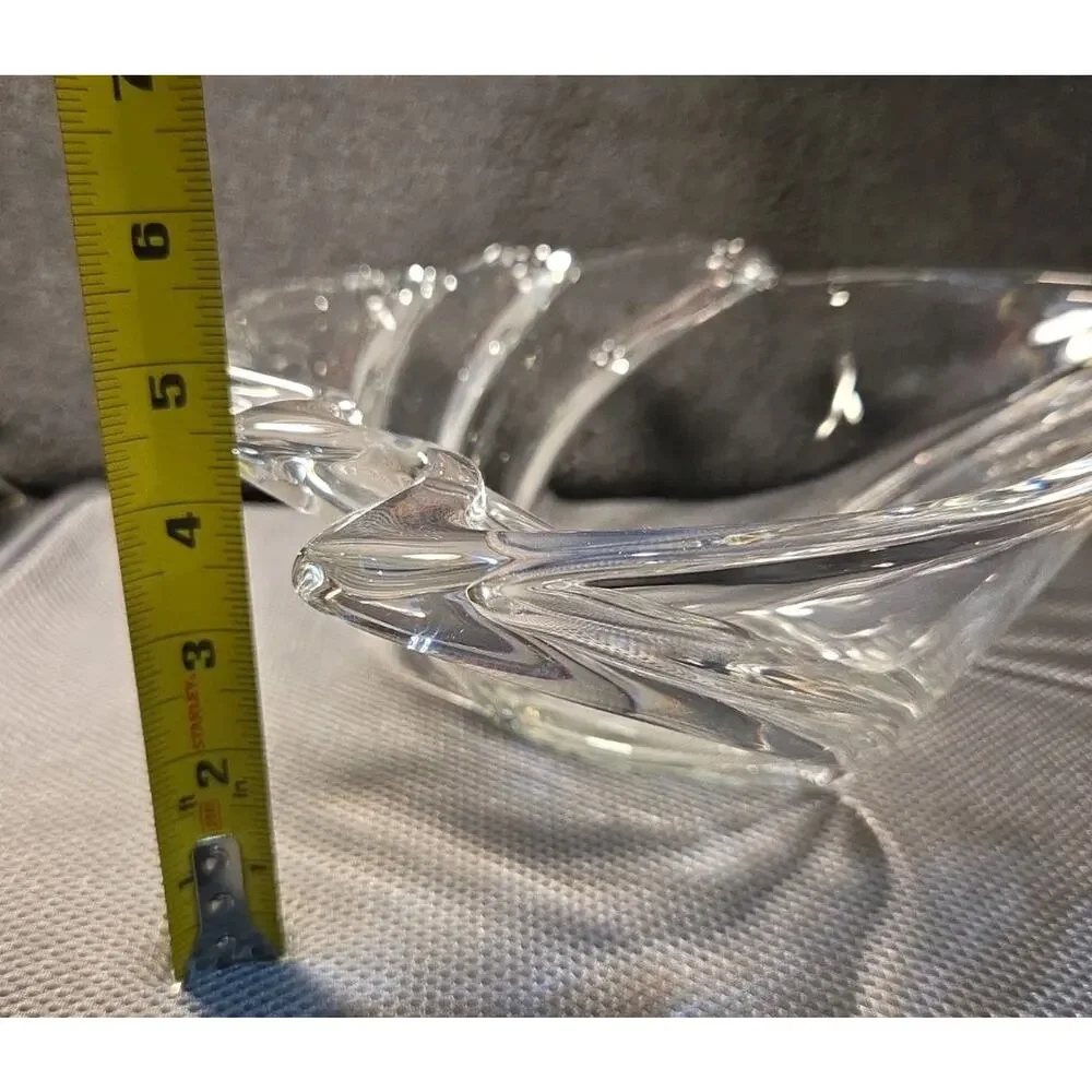VTG Waltherglas Swirl Crystal Trinket Candy Dish Bowl Germany 1980s Shell